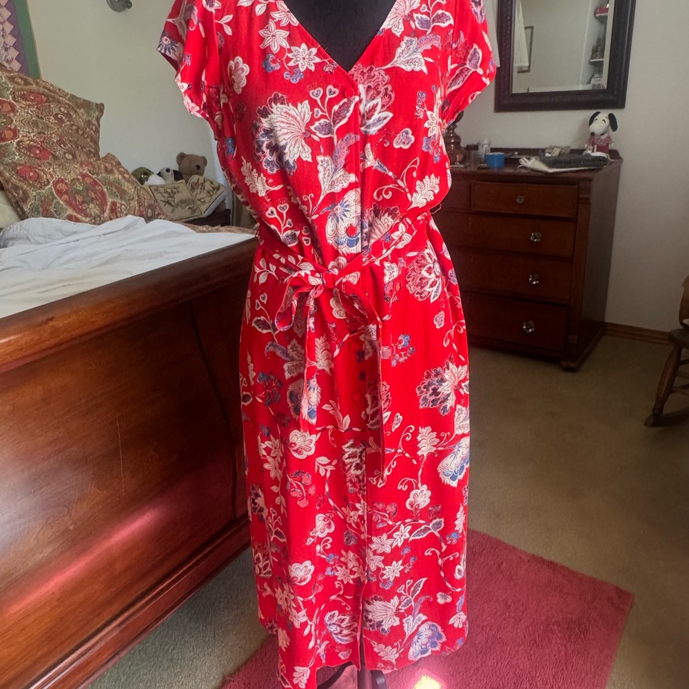 Talbots Red Floral Dress